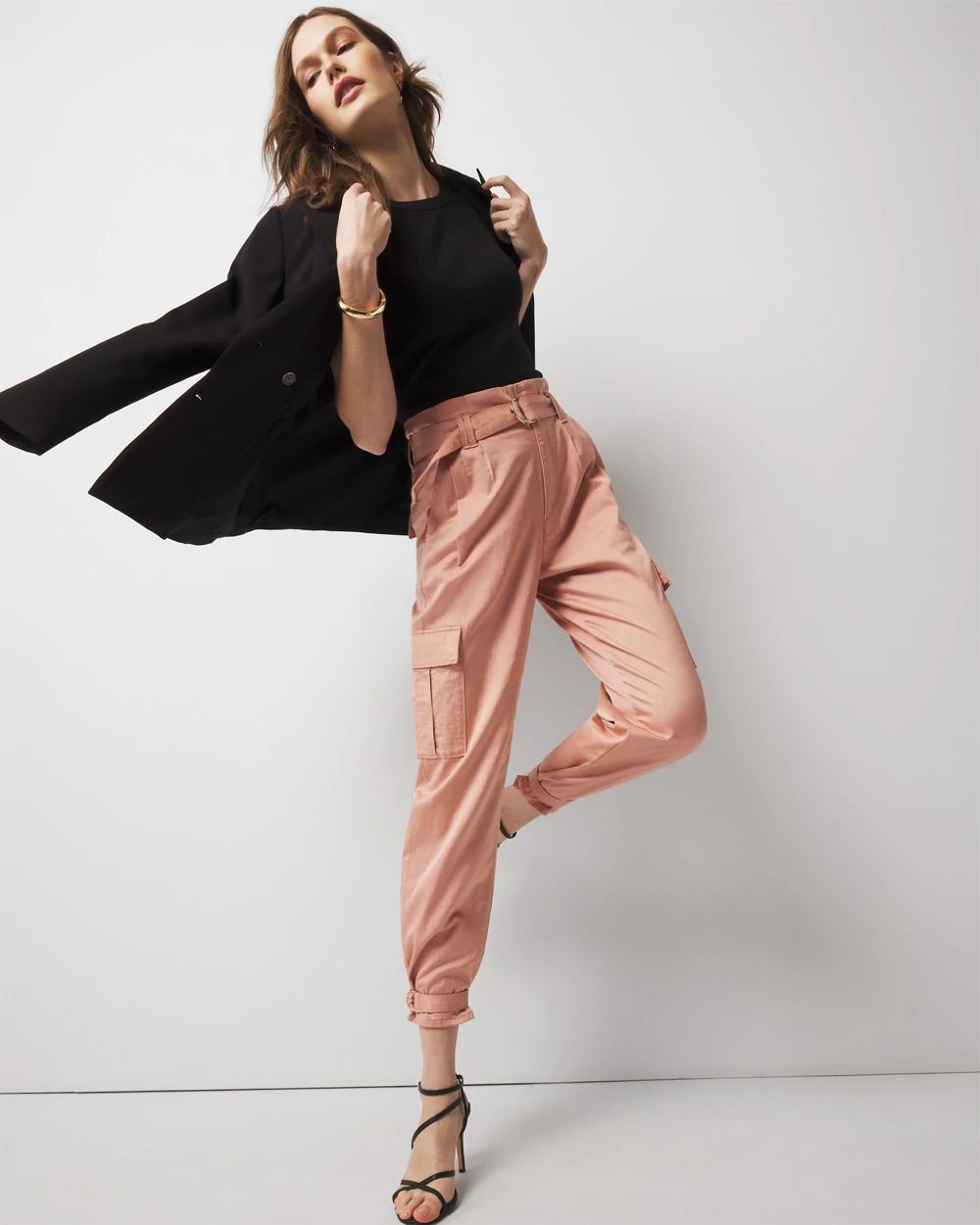 WHBM FORME™ Ribbed Stretch Button Shoulder Tee White House Black Market